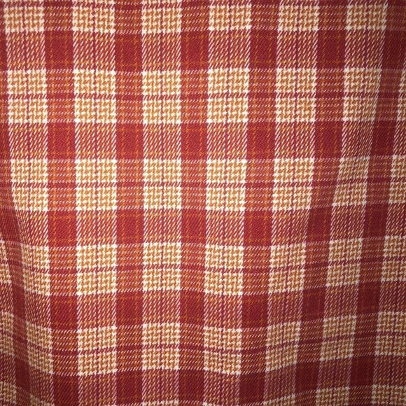 Brandy MELVILLE Sz XS Women's Red Rust White Plaid Academia Front Slit Skirt - Picture 3 of 4